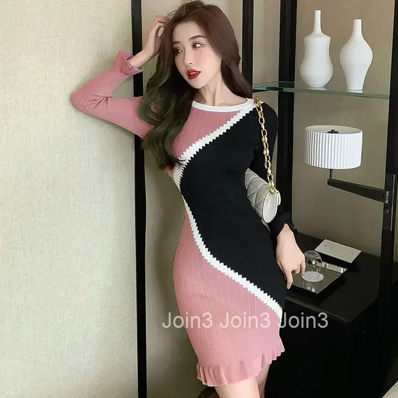 Female Knit Dress Sensual Sexy Ruffle Bodycon Womens Crochet Dresses Elegant Party Loose Designer Trendy Kpop X Chic Pretty G