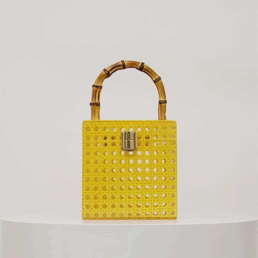 Women Wedding Evening Clutch Bag Lady Box Handbag Female Designer Acrylic Rattan Bamboo Handle Summer Pro Gift Beach Totes Z250618