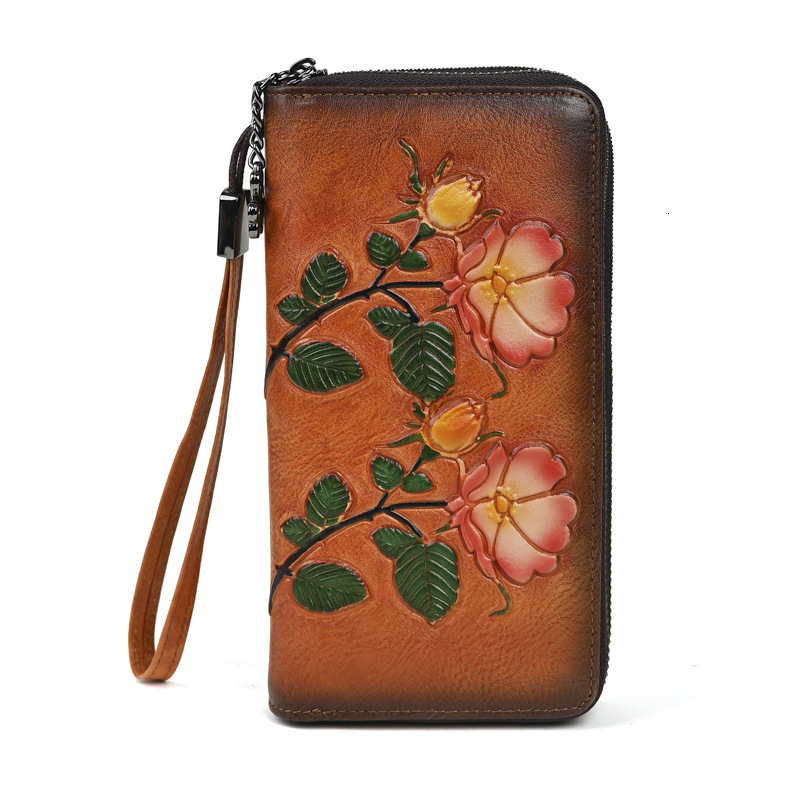 Free Shipping Designer Retro Zipper Handbag Women's Luxury Bag Small Bag Wallet Long Leather Handbag Large Capacity Fashionable