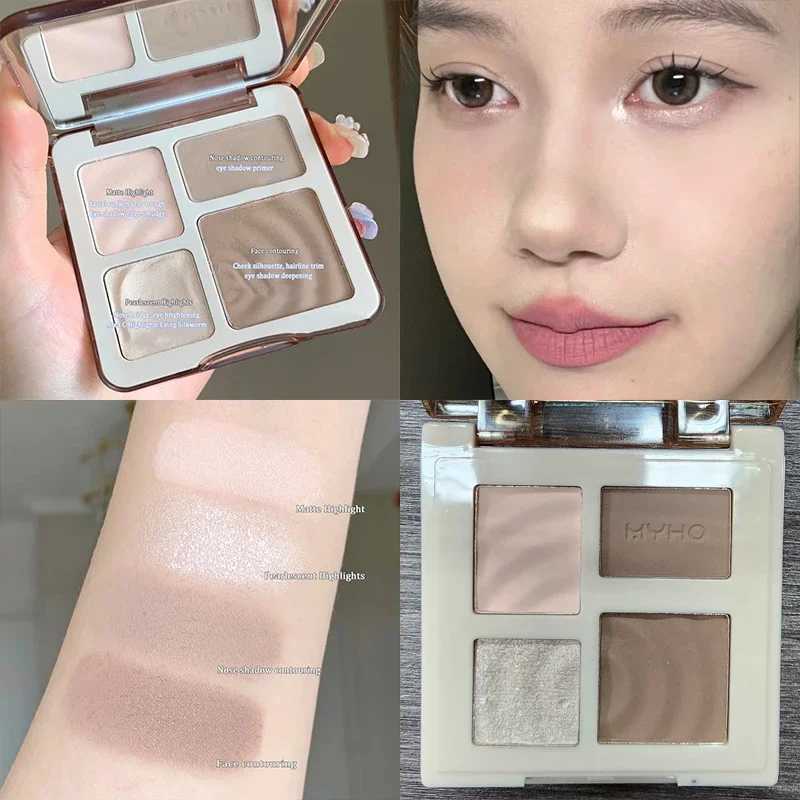 Four-color Highlighter Contour Palette illuminator Makeup 3D Bronzer Matte Contour Powder Rose Blush Highgloss Palette Cosmetics XJ250618