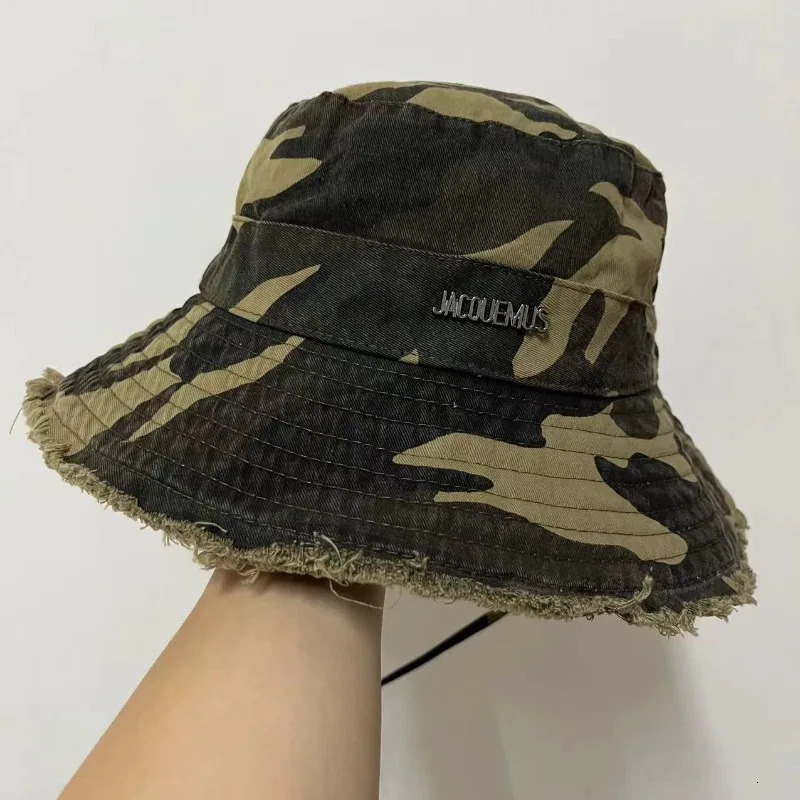 Camouflage Stripes Womens Fishermans Hat Outdoor Foldable Bucket Hat Sunscreen Travel Mountaineering Fashion Beach Hat 250618