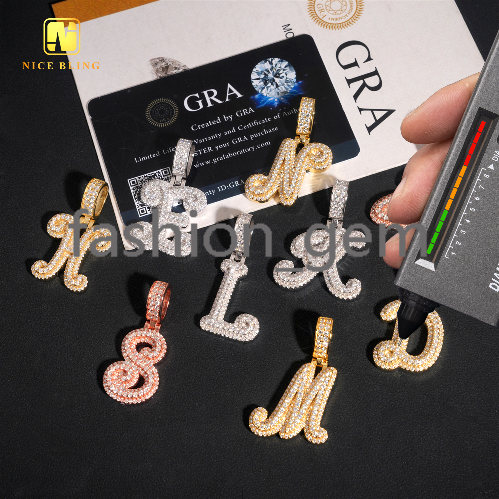 Ready Stocks Moissanite Letter Pendant Collection Initials Hip Hop Iced Out Pendant for Women for Men Birthday Gift Idea
