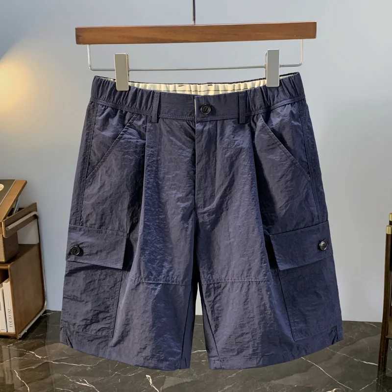 Mens Casual Shorts 2025 New Summer Thin Ice Silk Quick Drying Trendy Breathable Workwear Five Quarter Pants XJ250618