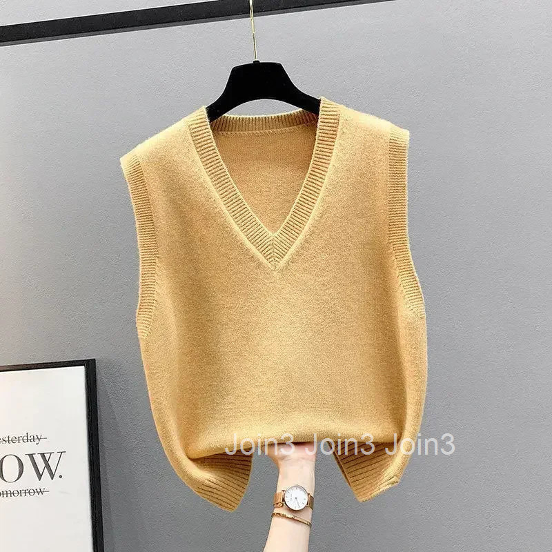 Female Sweater Sleeveless V-Neck Solid Waistcoat Y2k Tops 2025 Clothing Sales Trend Womens Knitted Vest New In Classic Warm