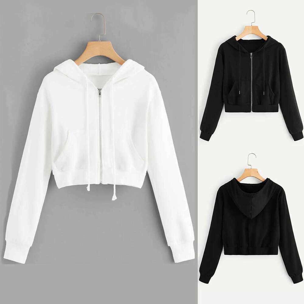 Autumn 2024 Haruku Style Hoodie Solid Color Long Sleeve Full Zipper Pockets Outdoor Sports Three Cut Hoodies