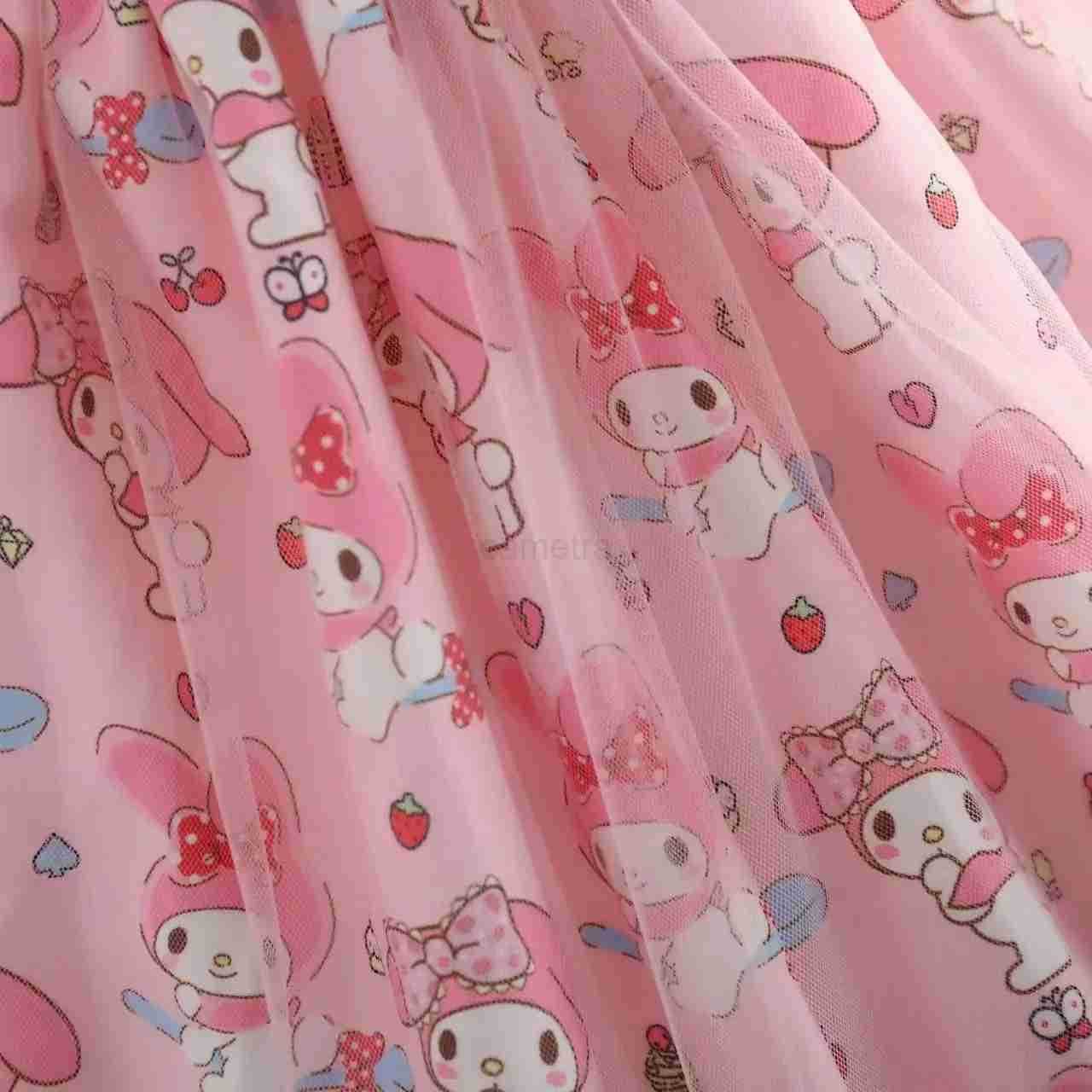 Sanrio Sanrio Kuromi Anime Peripherals Cartoon Character Girl Dress Kawaii Childrens Short Sleeve Puff Lolita Princess Skirt WholesaleXJ250618