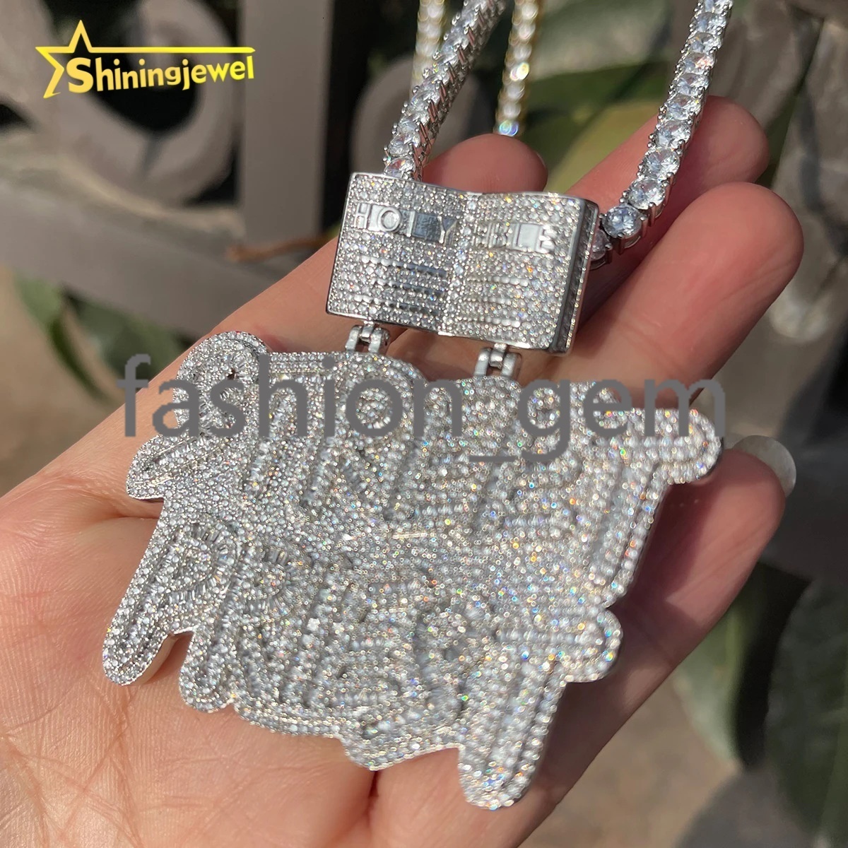 Custom Fashion Men Hip Hop Rapper Jewelry Letter Pendant 925 Silver With VVS D Moissanite Iced Out Diamond Brass moissanite Pendant