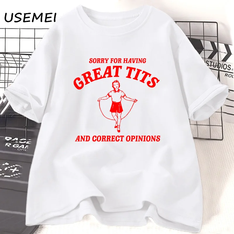 T Shirts Cotton Casual Short Sleeve Tshirt Funny T-Shirt Women's Clothing Streetwear