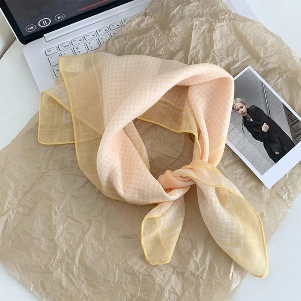 Sweet Pastoral Style Summer Triangle Headscarf Silk Polka Dot Fresh Floral Headband French Lattice Women Hair Band Children 250617