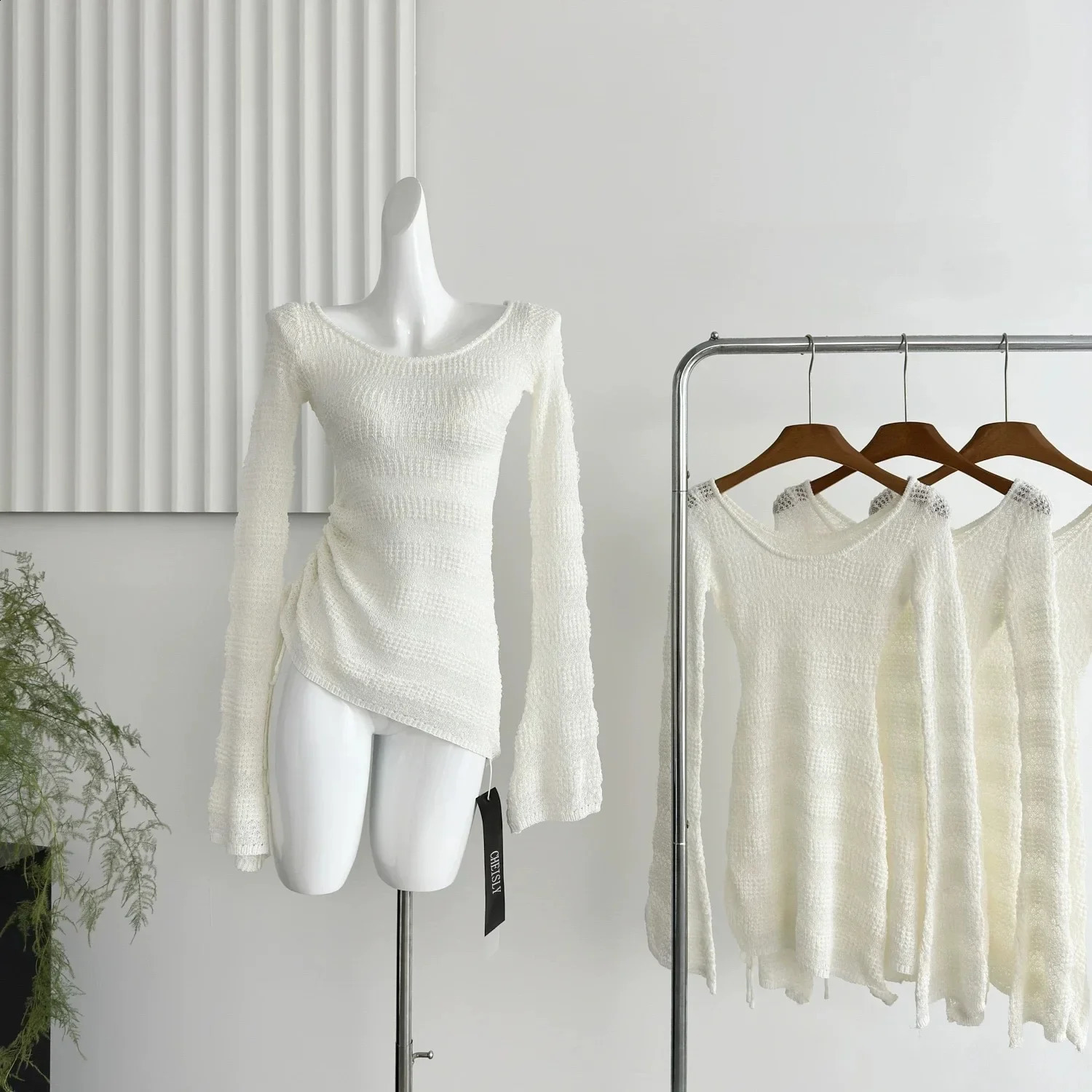 Autumn Sexy Mesh Long Sleeve Sweater Women Summer French Hollow Thin Sunscreen Tops Korea Chic Knitted Casual Beach Pullover 250614