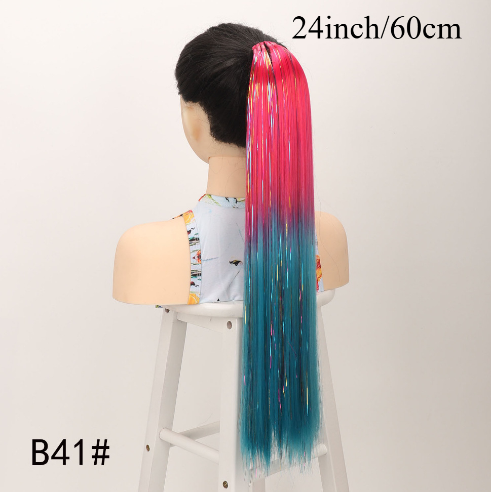 Luxurious Lasered Silk Fiber Pony Tails With Smooth Gradient Shading In Metallic Shades For Instantly Enhanced Hairstyles