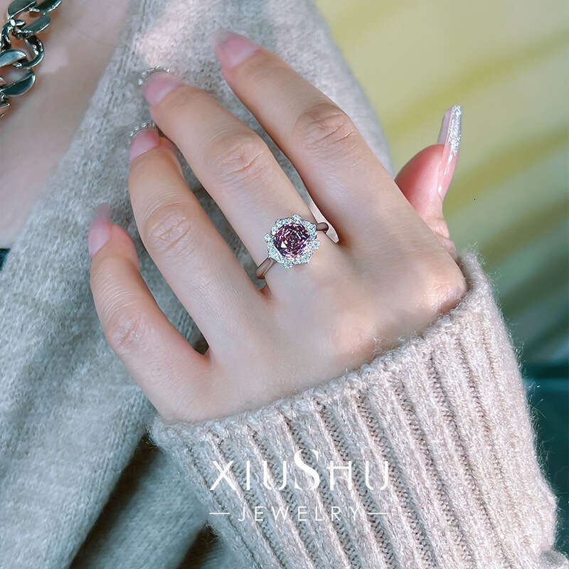 Millennial Rose Cut Light Luxury Versatile Inlaid High Carbon Diamond Elegant High-end Niche Design Simple Ring
