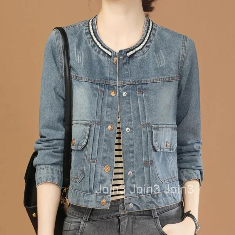 Denim Jacket for Women Loose Cowboy Coat Woman Long Sleeve Patchwork Designer Streetwear Harajuku Cowgirl Clothing Low Price