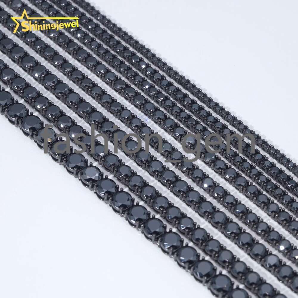 Hip Hop Jewelry 925 Sterling Silver Fashion Necklaces 2mm 3mm 4mm 5mm 6.5mm Iced Out VVS Moissanite Tennis Chain Necklace