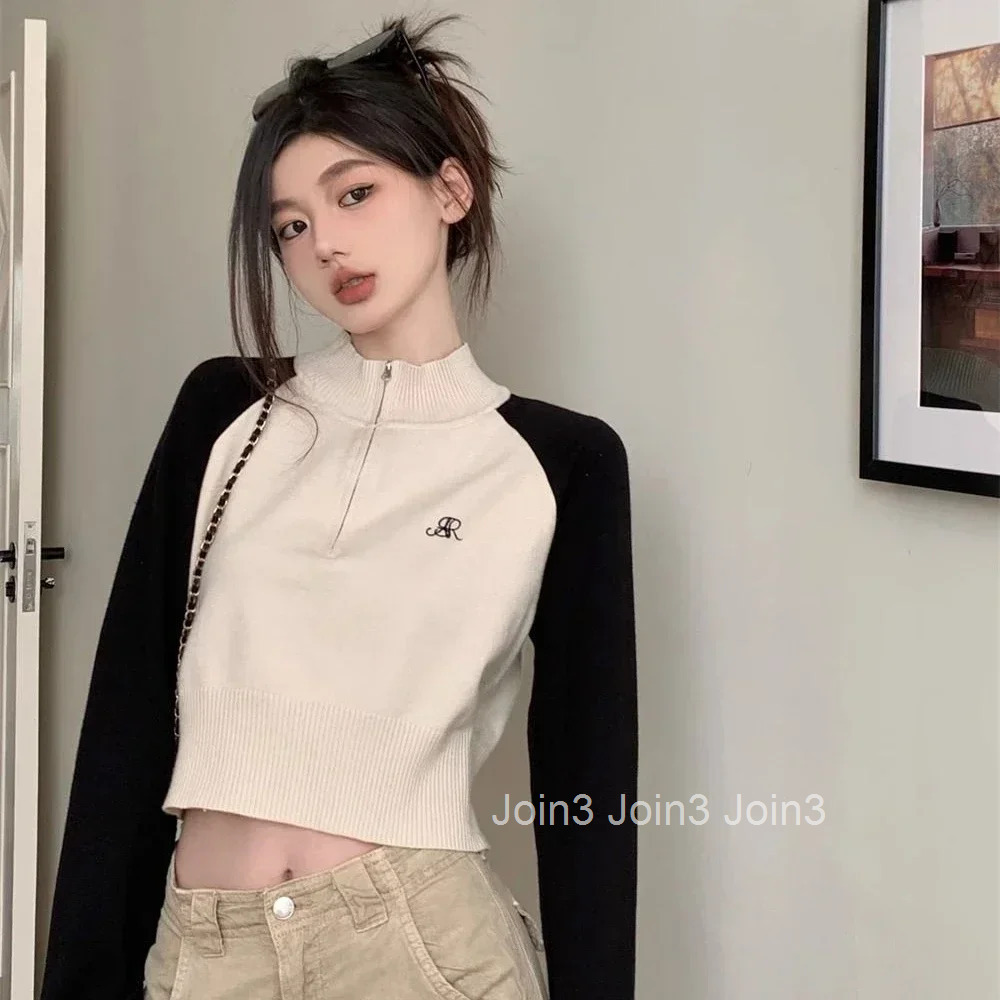 Womens Sweater Pullovers Crop Knit Tops for Woman Black Short Zip-up Jersey Aesthetic Trend 2025 Designer Korean Luxury Crochet