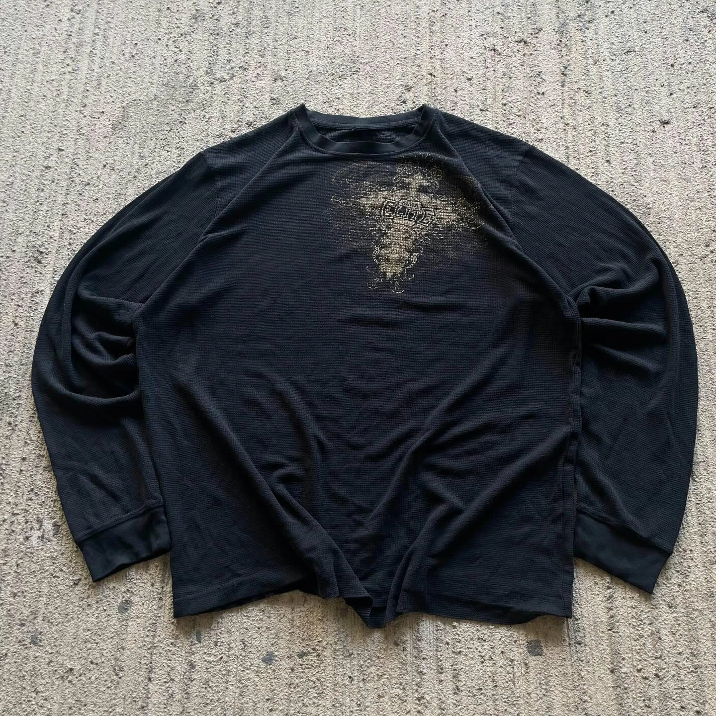 Streetwear Retro Gothic Cross Wings Graphic Long Sleeves Men Women Y2K Harajuku Black Cotton Long Sleeves Autumn Casual Tops 250617