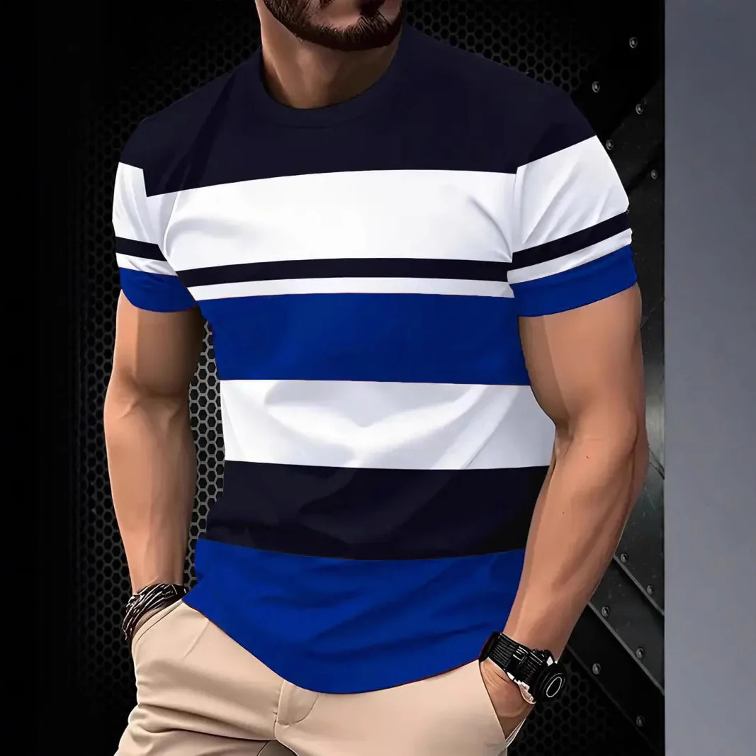 3D Line Printed MenS TShirts Fashion For Men Street Short Sleeved Oversized Top Tees Daily Casual Sportswear 250616