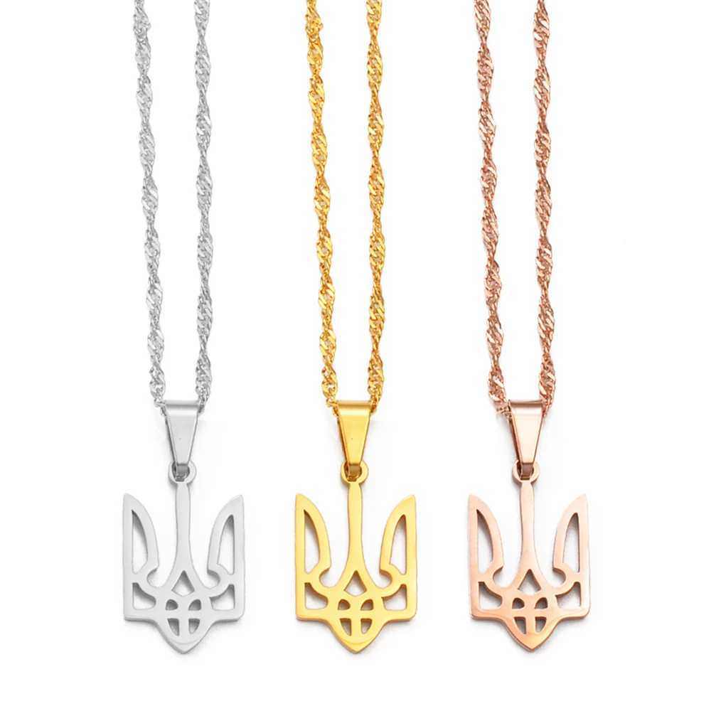 Anniyo Ukraine Flag Pendant Necklaces Ukrainian Jewelry Gold Color/Silver Color/Rose Gold Plated # 272821 W250618