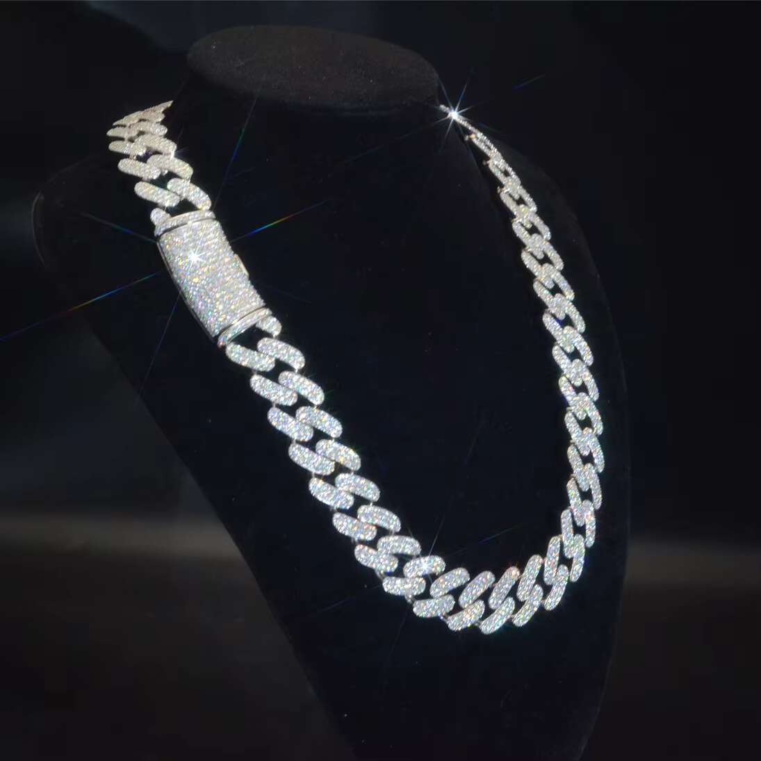 925 Sterling Silver VVS Real CVD Diamond Miami Cuban Link Chain 18k Gold Plated Moissanite Cuban Chain Mossan Hip Hop Necklace