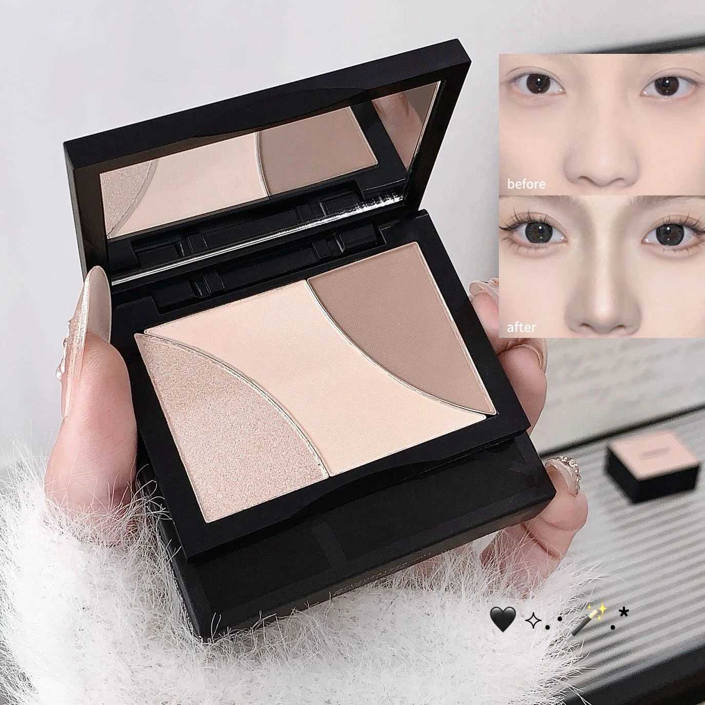 3Color Matte Contouring Highlighter Makeup Palette Natural Stereoscopic Face Powder Bronzer Palette Shading Nose Shadow CosmeticXJ250618