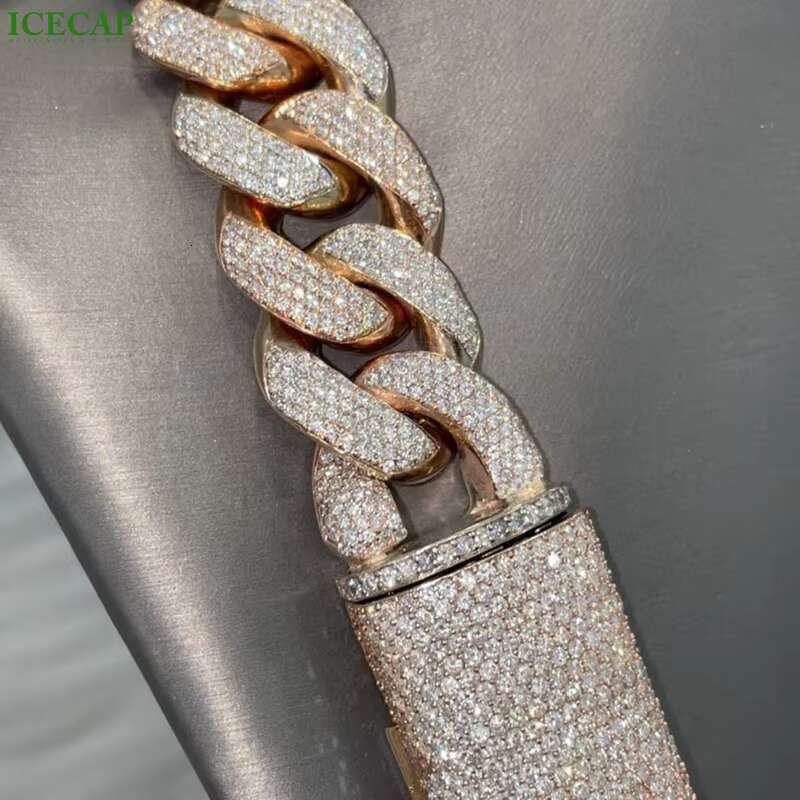 Hip Hop Miami Cuban Necklace 925 Sterling Silver VVS Moissanie Diamond Cuban Link Chain Iced Out Fine Jewelry Charm for Men