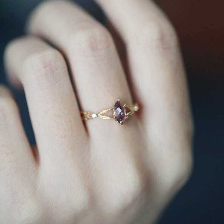 Tears of Artemis" Dreamy Light Amethyst Rose Cut Inlaid Luxury Style Ring Versatile