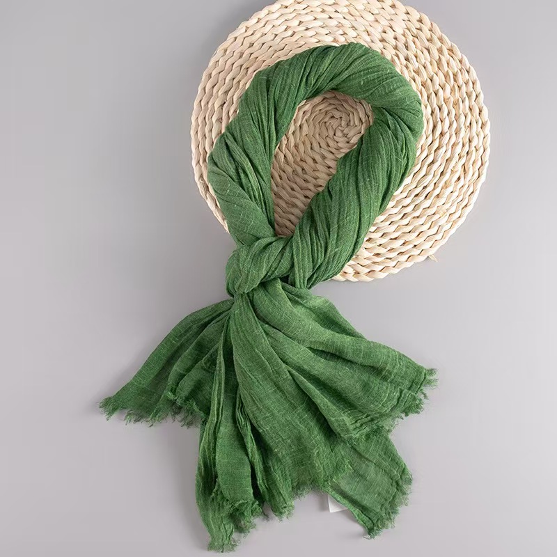 T999 cotton and linen scarf summer sunscreen thin style oversized Korean version all-match solid color linen literary student long shawl dual-purpose