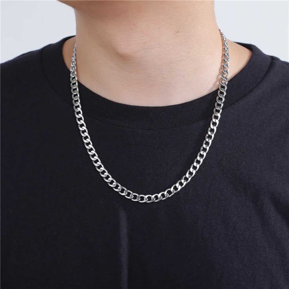 My Shape 3mm-10mm Cuban Chain Stainless Steel Necklaces for Men Male Chains Figaro Box Chain Choker Punk Jewelry 45cm 50cm 60cm W250618