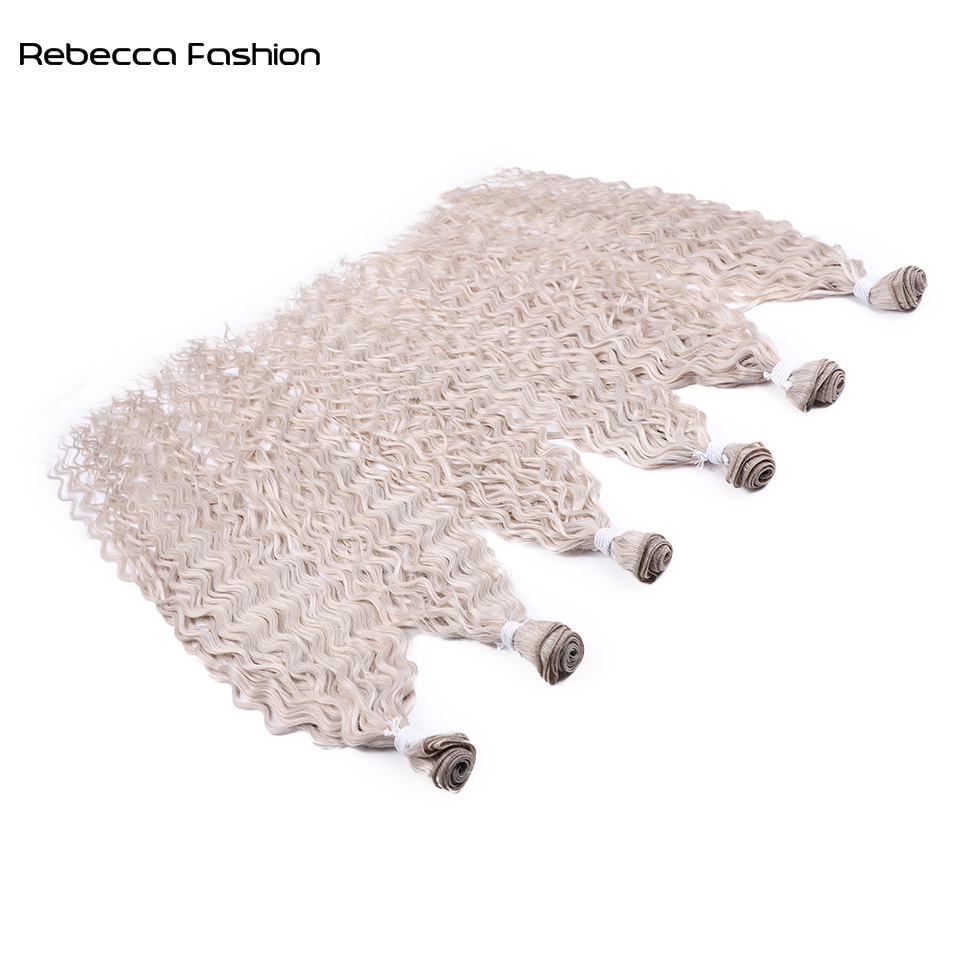 Rebecca Fashion Synthetic Fake Hair Extensions Afro Kinky Curly Hair Bundles Ombre Blonde 24 26 28 inch Super Long Wave Hair Weave