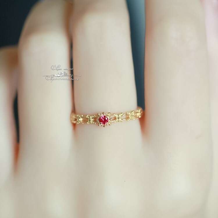 Cherry Dream Delicate and Elegant High-Quality Imitation Sweet Cultivated Red Light Luxury Ring Silver Needle Earrings