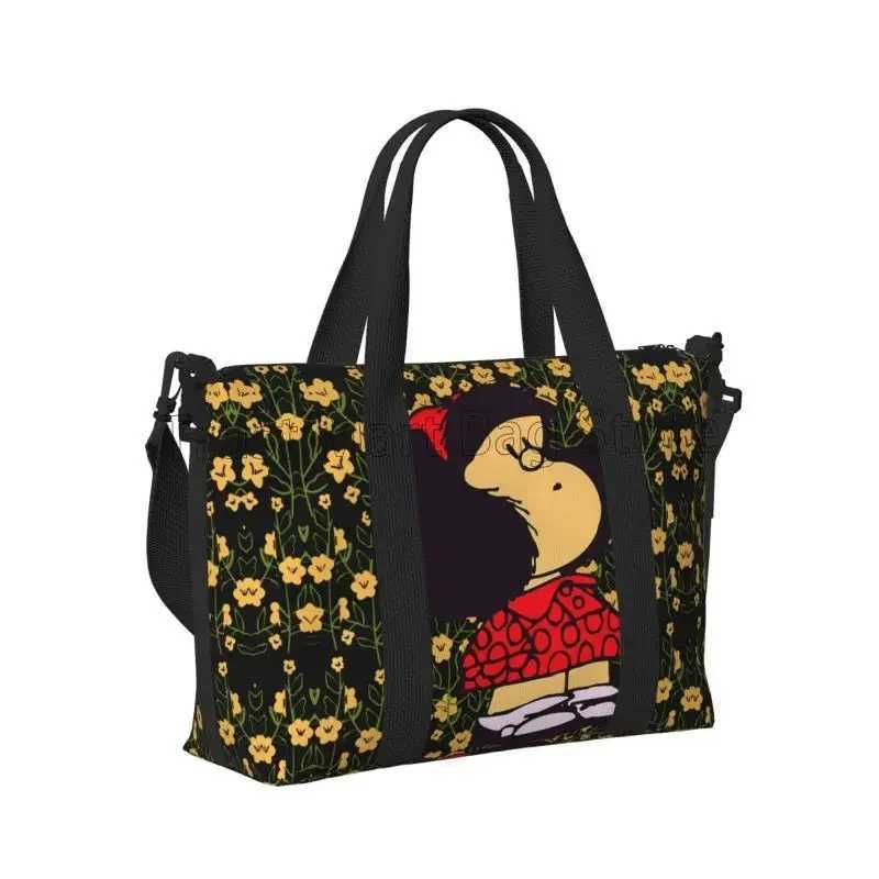 Cartoon Mafalda Print Carry on Travel Bag Medium Foldable Weekender Overnight Bags for Women Waterproof Sport Gym Yoga Bag W250618