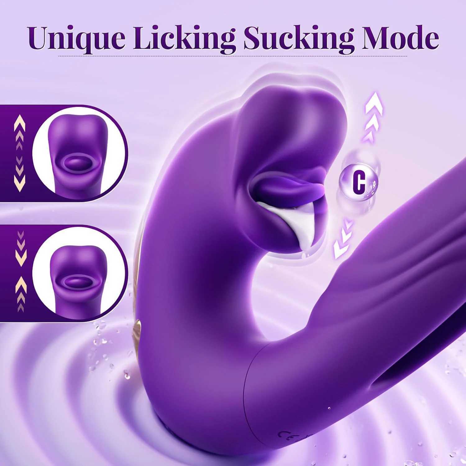 3 in 1 Tongue Licking Finger Flapping G Spot Dildo Vibrator Sex Toys for Women Clitoral Stimulation Massager Adults Masturbator W250618