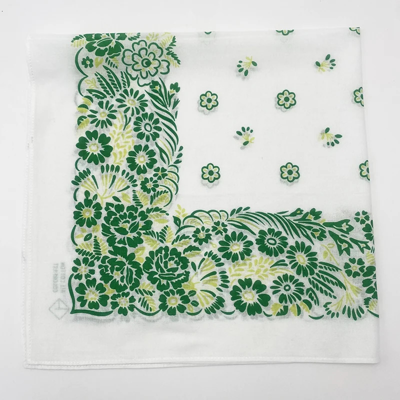 Ivory White Printed Blue Floral Bandana Girl Headscarf Headband Neckerchief Headwear Square Scarf 250617