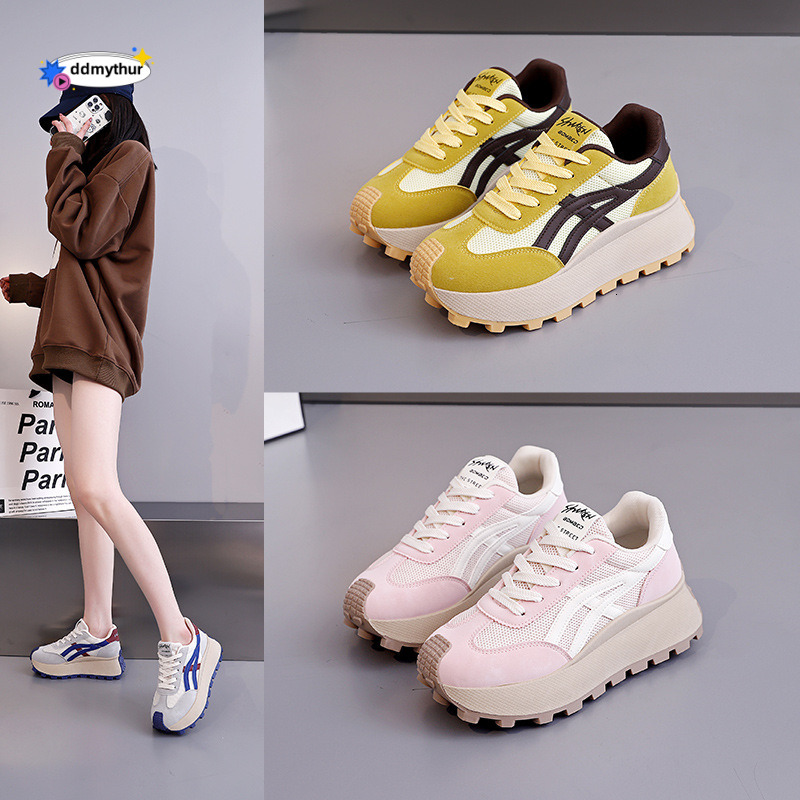 2025 Spring Versatile Height-Increasing Dad for Women, Niche Student Thick-Soled Casual Shoes, Mesh Breathable Fashion Agan Shoes ddmythur