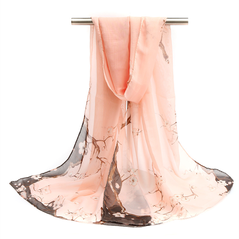 K1058 Chiffon scarf shawl all-match sunscreen gauze scarf elegant ladies beach towel wholesale