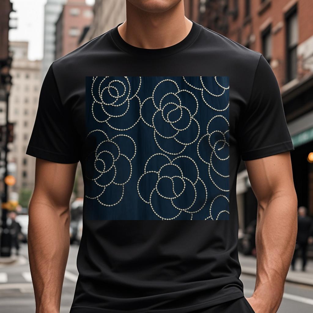 T-shirt with a pattern of circles and stars on it S-3XL Short sleeve