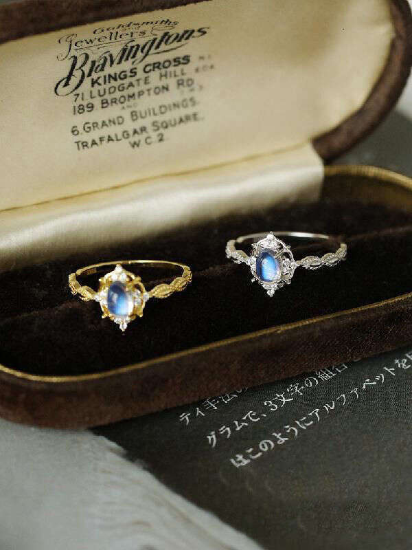 Inlaid Anti-Moonstone for Women, Ins Style, Niche Design, High Aesthetic, Adjustable Open Ring