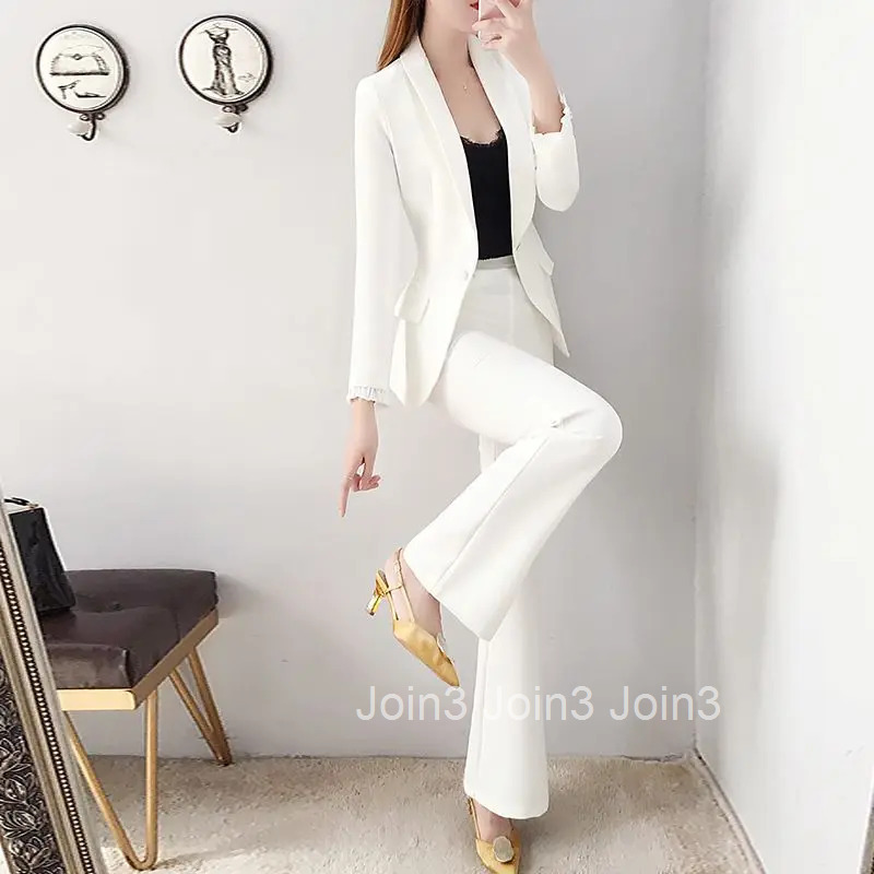 Outfit Sexy Trouser Suit Blazer and Womens 2 Pant Sets White Two Piece Set Pants for Women Korean Style Wide Leg Chic Elegant D