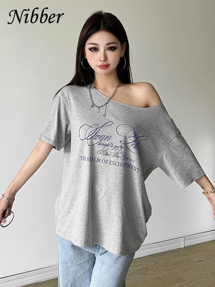 Nibber Casual Relax Woman T-shirt Letter Women Versatile Street Atmosphere Style Fashionable Chick Summertime Tops 250618