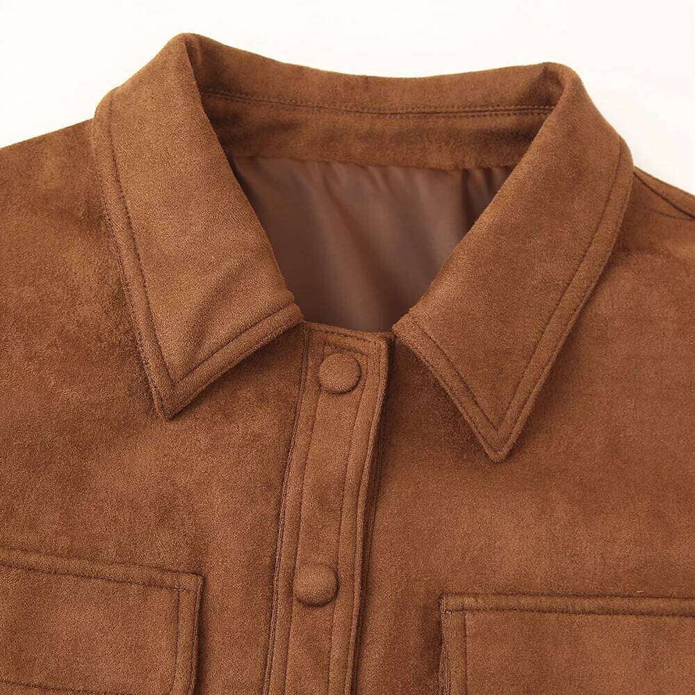 Autumn New Women's Clothing Simple And High-End Slim Fit Short Style Lapel Suede Jacket