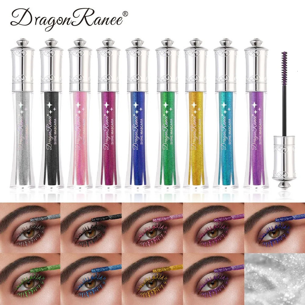 9-Color Sparkling Diamond Mascara Waterproof Smudge-Proof Volume Curl Eyelash Extension Glitter Golden Crystal Scepter Makeup 250618