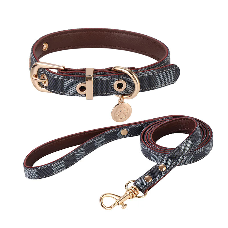 Dog Collars Leash Set Classic Presbya Designer Letters Pattern Print Leashes PU Leather Fashion Casual Adjustable Dogs Cats Neck Strap Cute Pet Collar