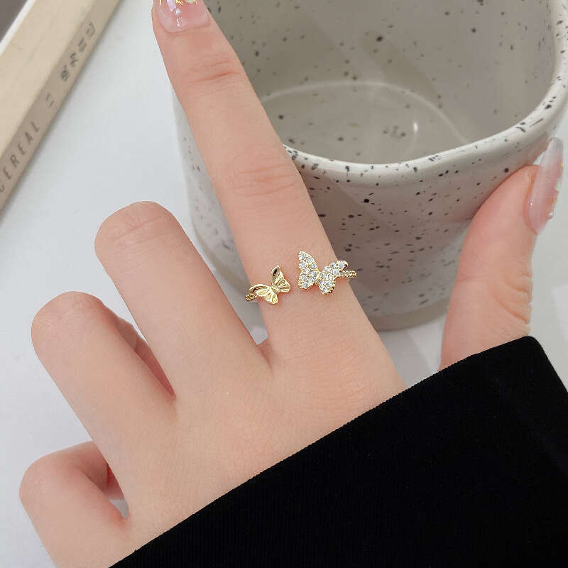 Butterfly Open Women's Same Style Light Luxury High-end Niche Design Versatile Ring