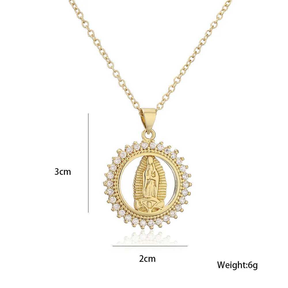Good Quality Virgin Mary Wen/men Necklaces Gold Color Stainl Steel Virgin Mary Pendant With CZ StoneElegant Jewelry GiftC250617