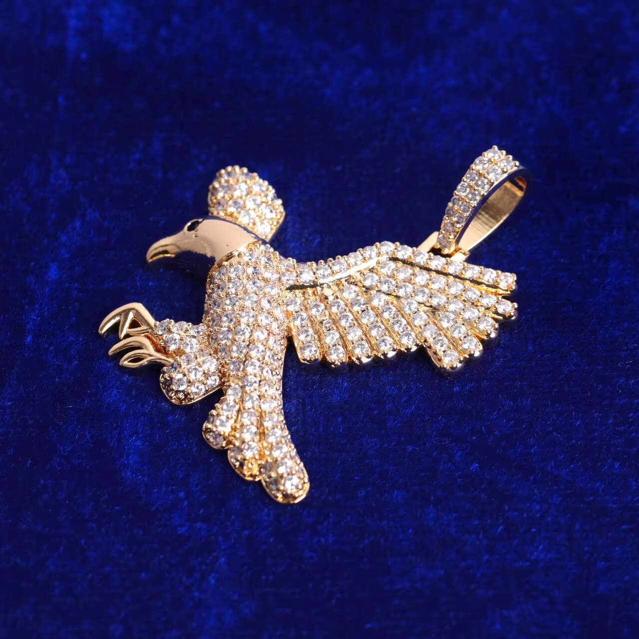24K Gold Silver VVS Diamond Hip Hop Style Soaring Eagle Pendant Custom Moissanite for Men and Women