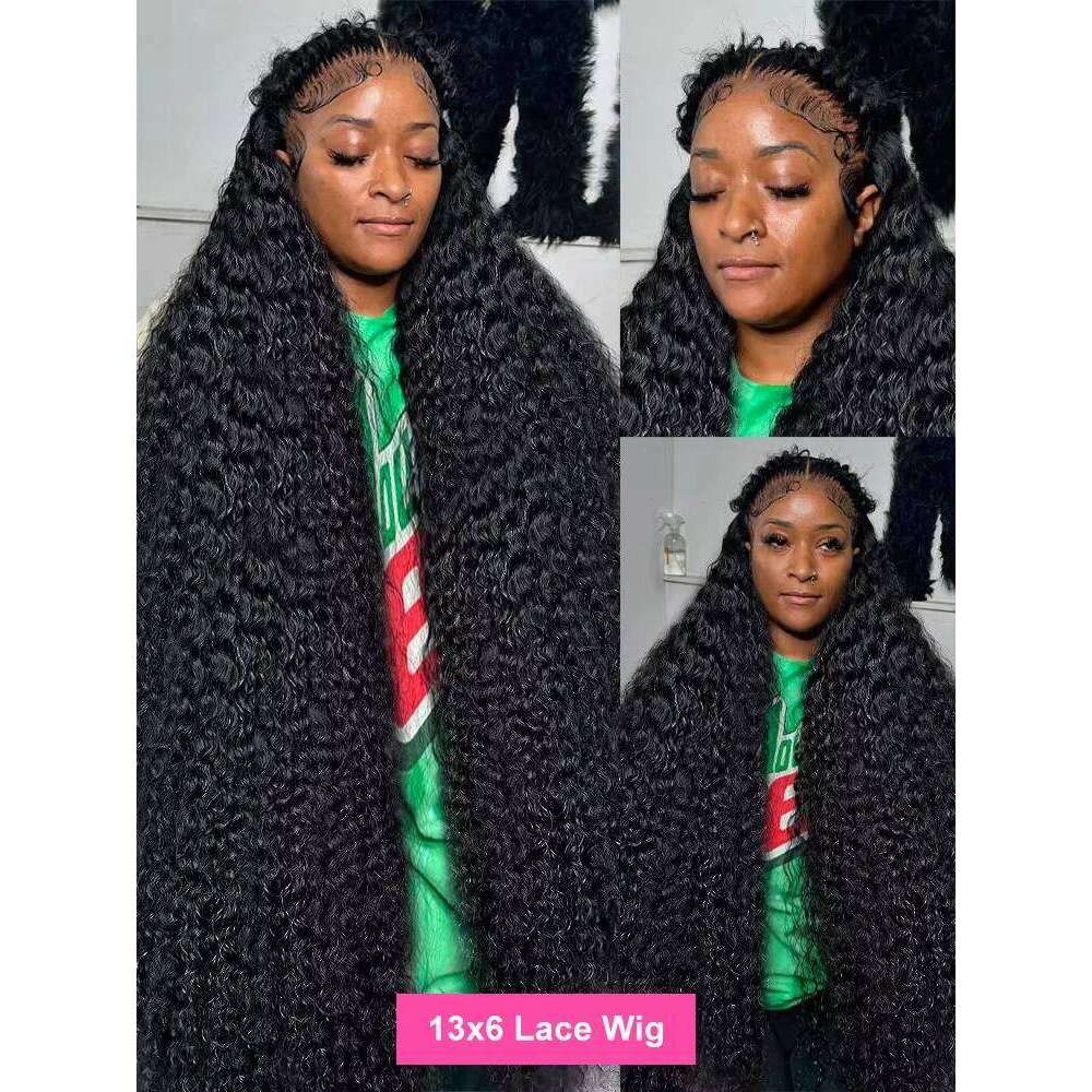 200% 30 40 Inch Deep Wave Frontal 13x4 13x6 HD Curly Lace Front Human Hair Wigs Brazilian 5x5 Glueless Closure Wig For Women