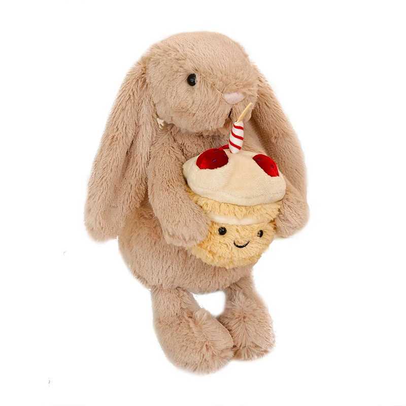New 30cm Shy Bonnie Rabbit Holding A Birthday Cake Plush Doll Accompanying Cats Dogs And Pets Holiday Gift Friend Baby Gift W250618