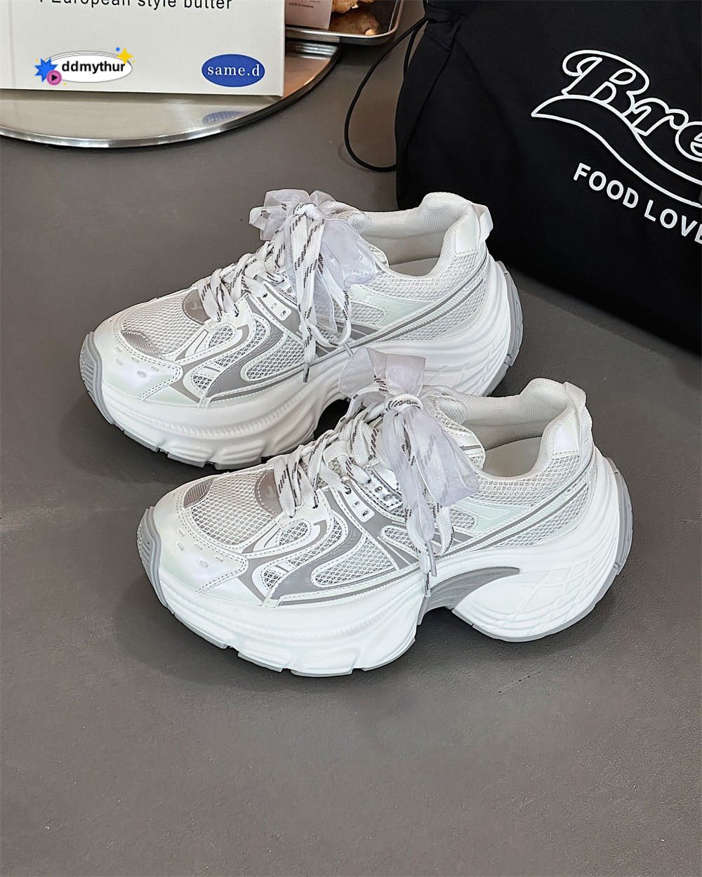 European Style Casual Sneakers Early Spring 2025 New Versatile Thick-Soled Dad Women's Shoes ddmythur