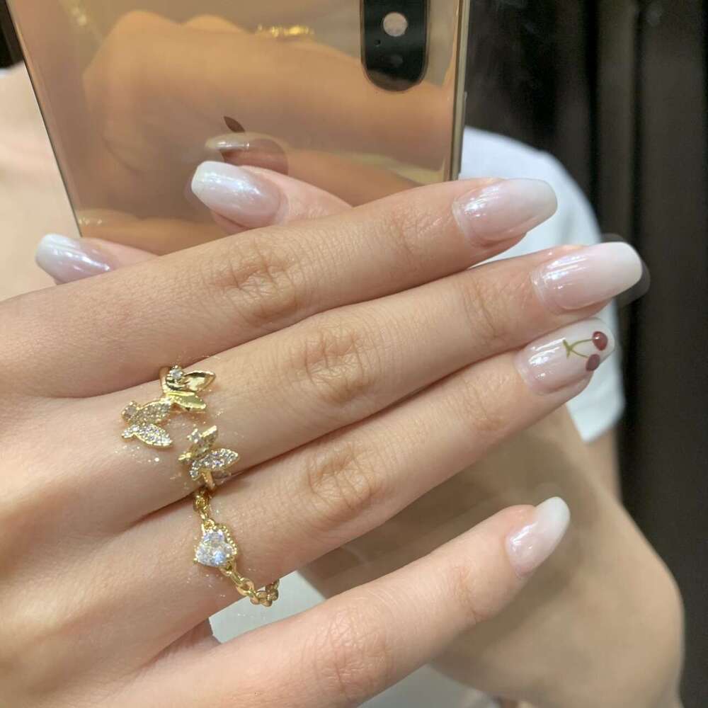 New Heart-Shaped White Zircon Great Wall Pattern Shiny Chain Adjustable Heart Ring Light Luxury Versatile Niche Design