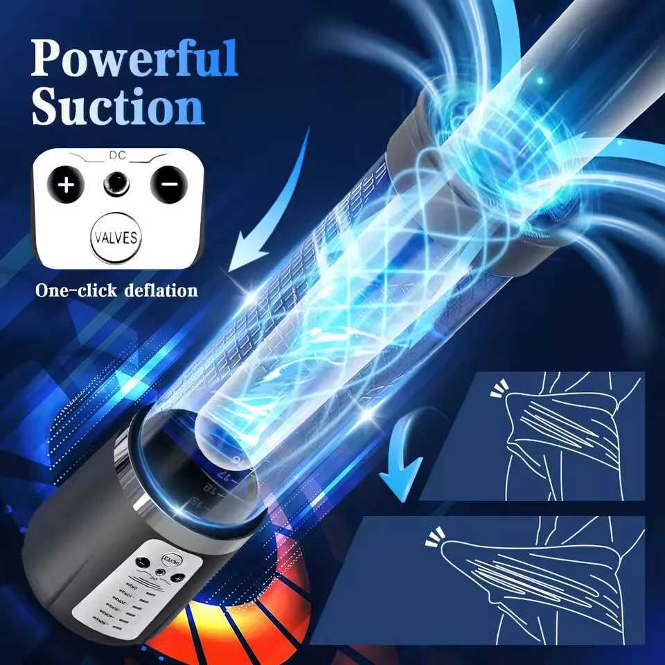 Electric Penis Pump Male Masturbator Vacuum Pump Extender Enlarger Dick Pump Cock Ring Adult Delayed Ejaculation Training W250618